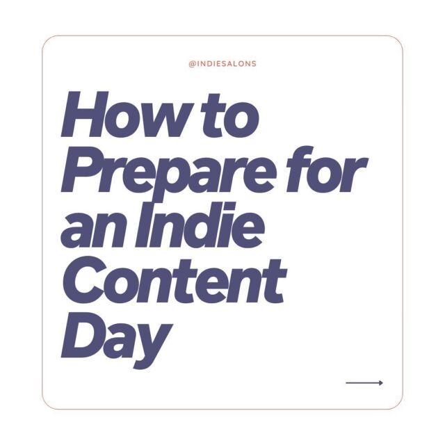 Here are some ways you can prepare for our Indie Content Days!

If you have any questions about this, send us a DM and we will be happy to answer! 

.
.
.
 #denversalon  #coloradolashartist #coloradohairstylist #coloradosalon  #salonsuite  #behindthechair #hairstylist #beautyentrepreneur